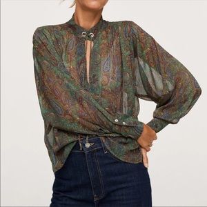 NWT Mango Sheer Paisley Blouse